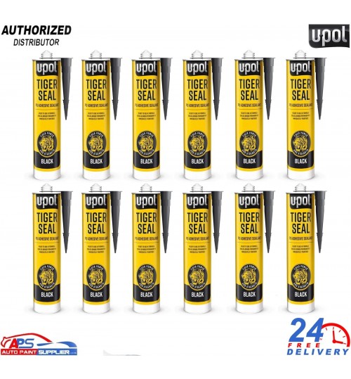 12x U-POL Tiger Seal Black 310ml – PU Adhesive & Sealant Cartridges